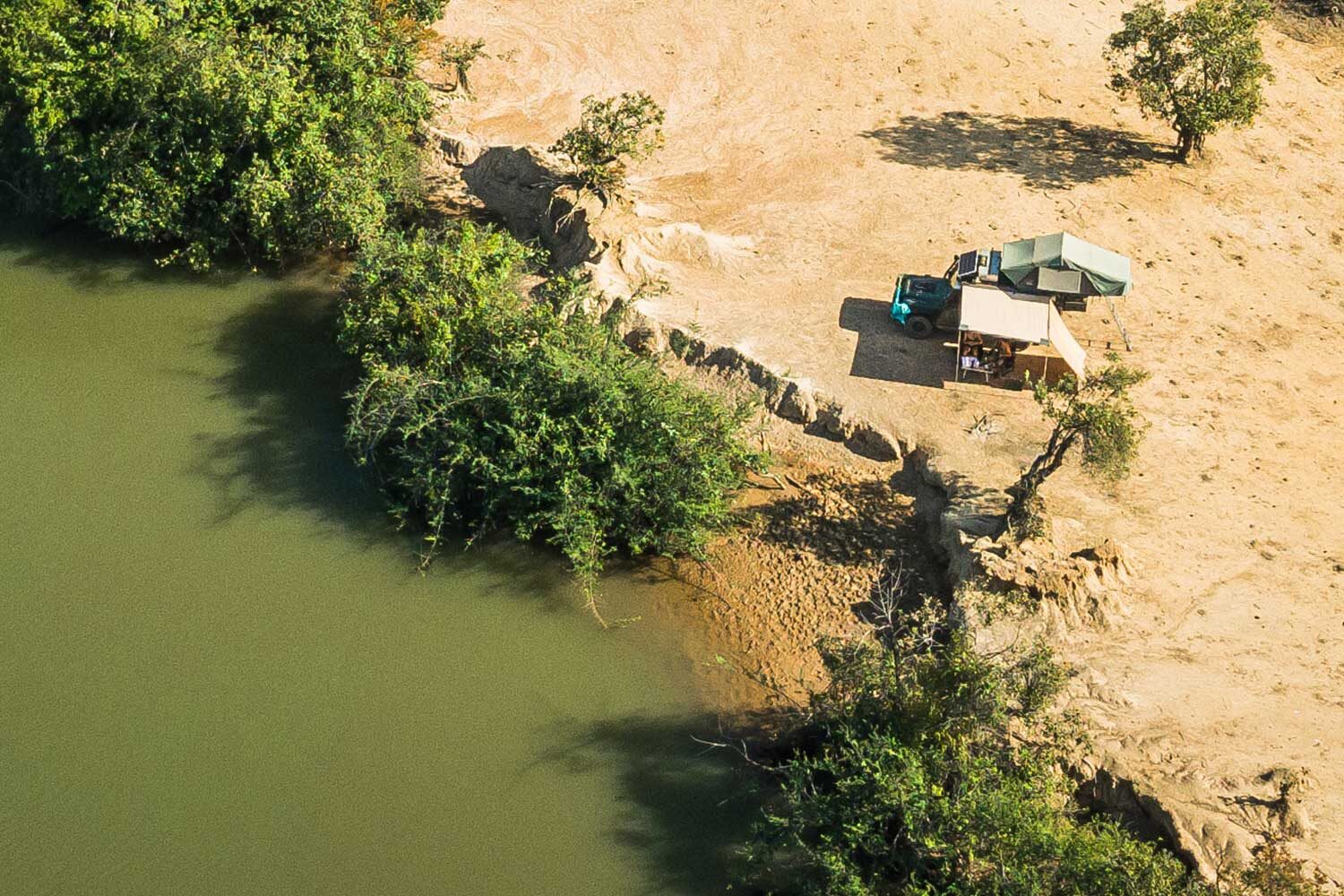 ARB Touring 2500x2500 awning in use on overlander camp Gambia