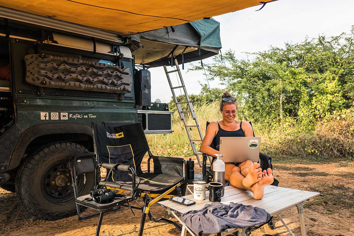 ARB Touring 2500x2500 awning in use on overlander camp