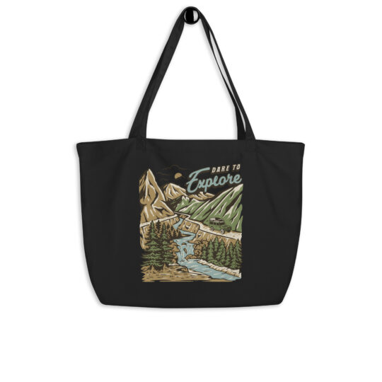 Large Organic Tote Bag Black - Dare to Explore Color