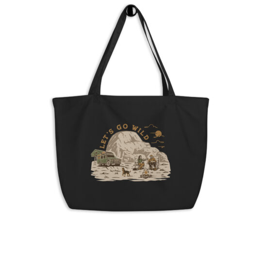 Large Organic Tote Bag Black - Let's go Wild Color