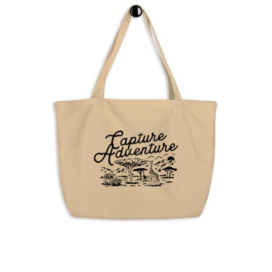 Large Organic Tote Bag Oyster - Capture Adventure Black