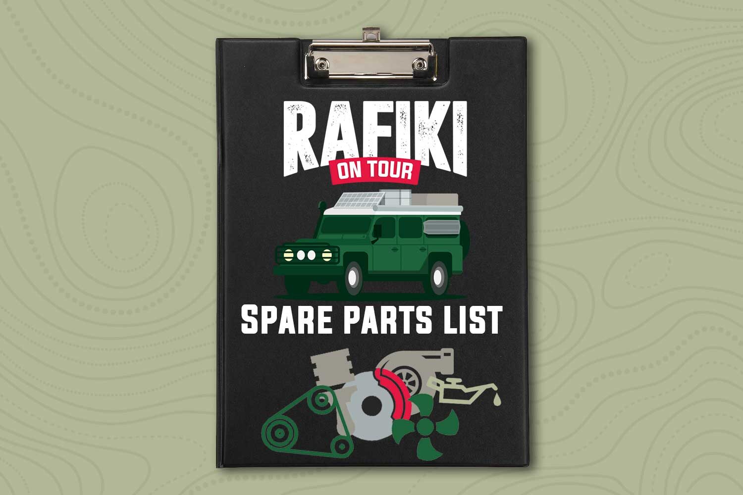 Rafiki on Tour spare parts list for a Defender 110 300tdi