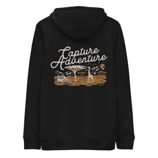 Essential Eco Hoodie Black - Capture Adventure Color