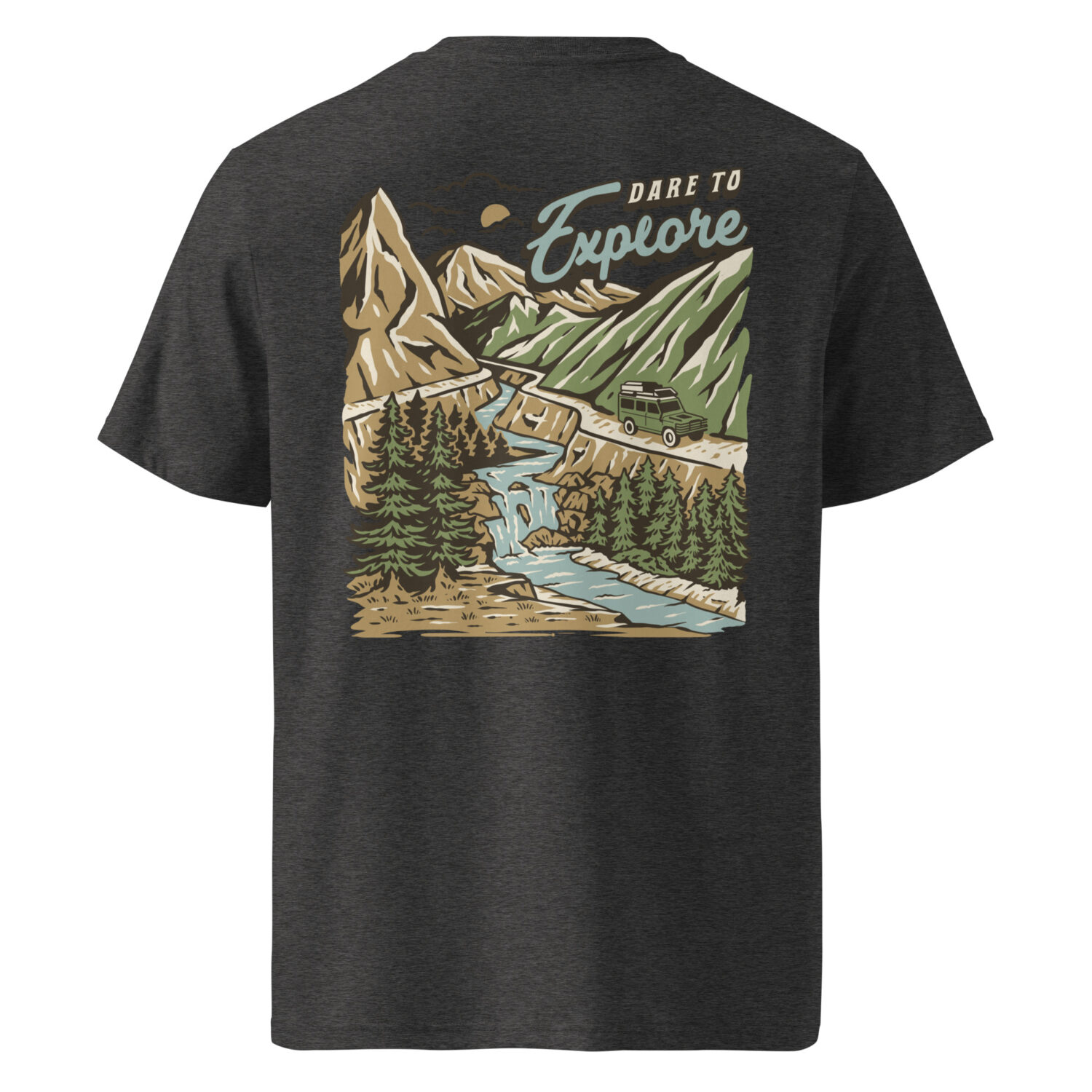 Organic Cotton T-Shirt Dark Heather Grey - Dare to Explore Color