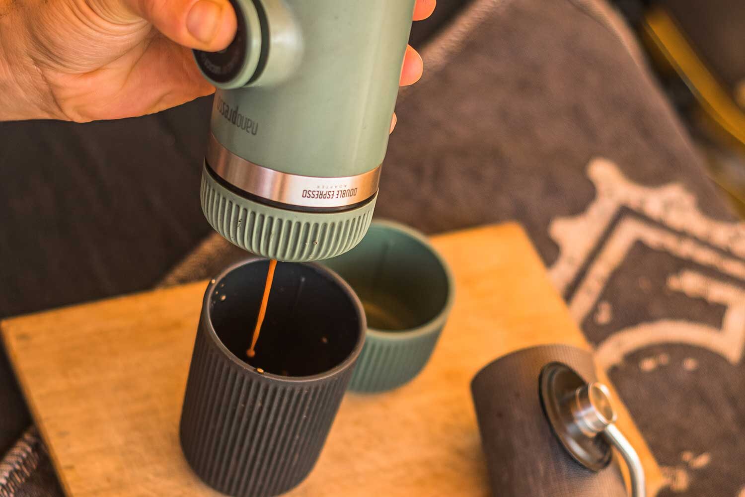Wacaco Nanopresso with Double Espresso adapter for overlanding coffee