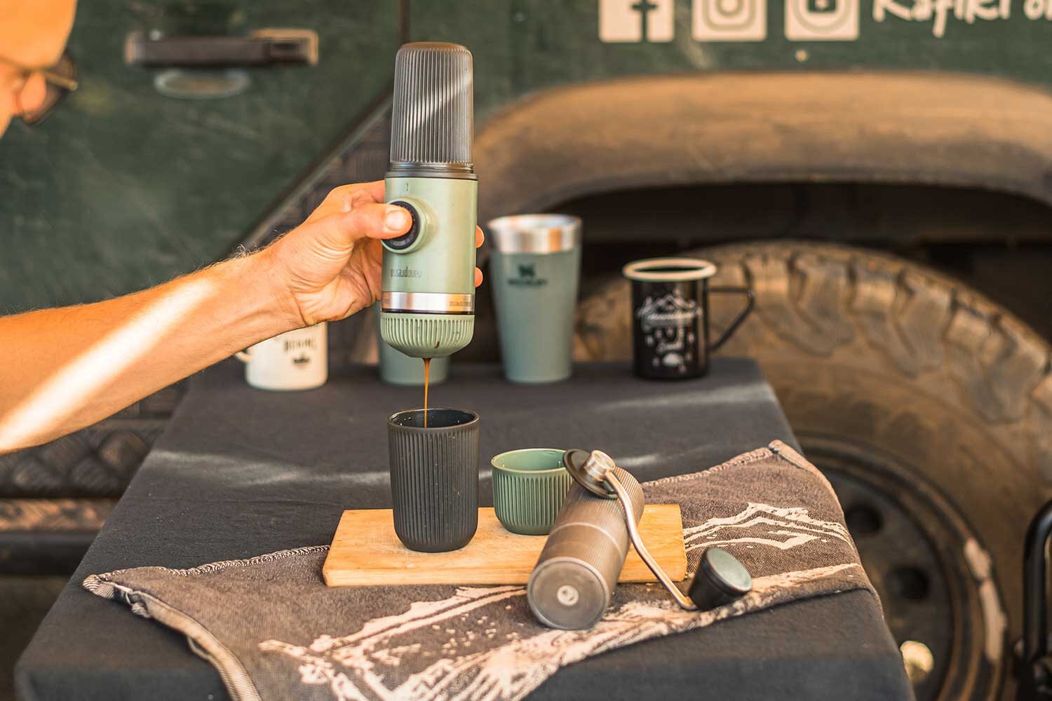 Wacaco Nanopresso with Double Espresso adapter for overlanding coffee
